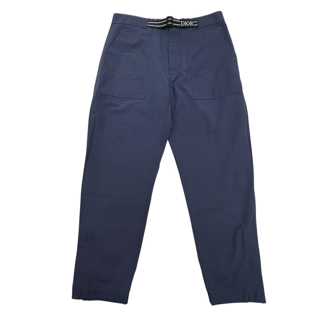 Pristine DIOR Pants Logo belt tapered pants Navy cotton mens 48 113C126A5034