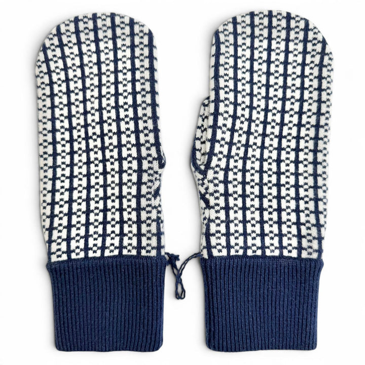 Excellent HERMES Hope Mitten H-pattern knit jacquard gloves Navy cashmere M