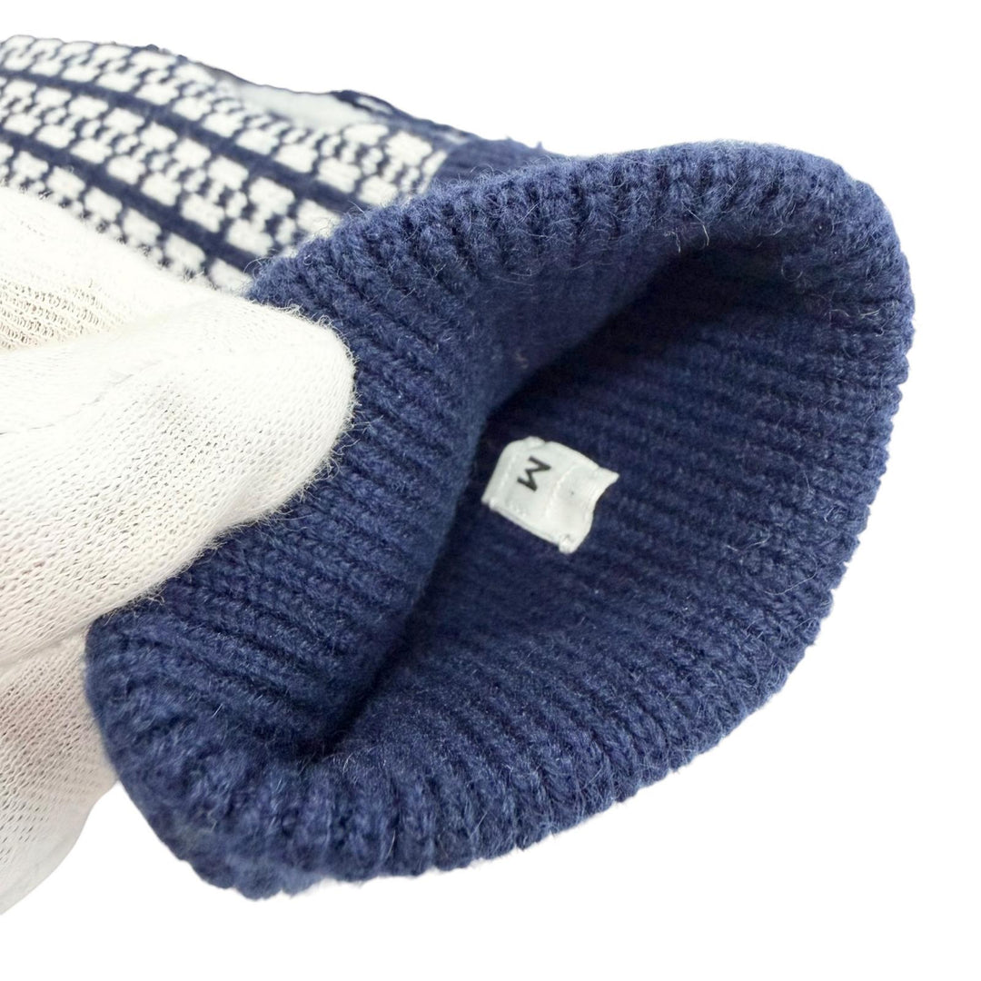 Excellent HERMES Hope Mitten H-pattern knit jacquard gloves Navy cashmere M