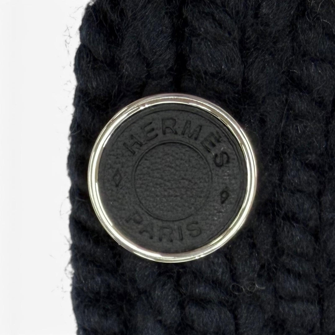 Pristine HERMES gloves Serie Metal Knit Arm Warmers black wool Women
