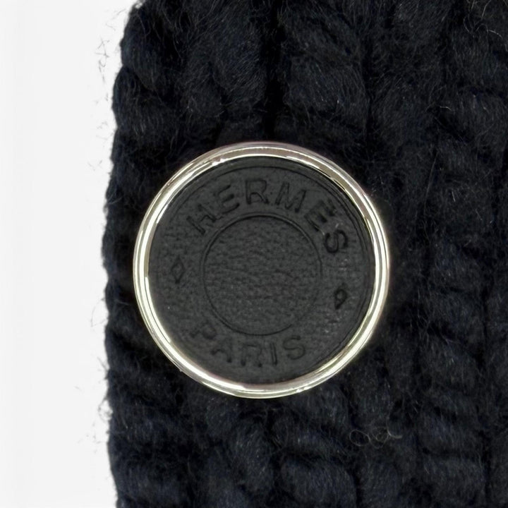 Pristine HERMES gloves Serie Metal Knit Arm Warmers black wool Women