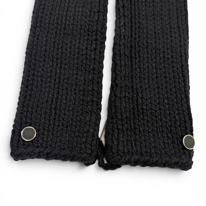 Pristine HERMES gloves Serie Metal Knit Arm Warmers black wool Women