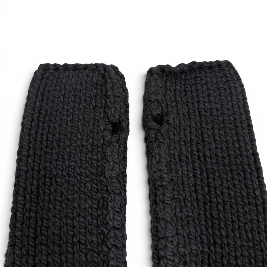 Pristine HERMES gloves Serie Metal Knit Arm Warmers black wool Women