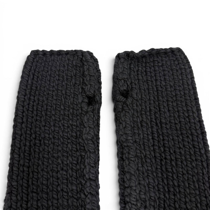 Pristine HERMES gloves Serie Metal Knit Arm Warmers black wool Women