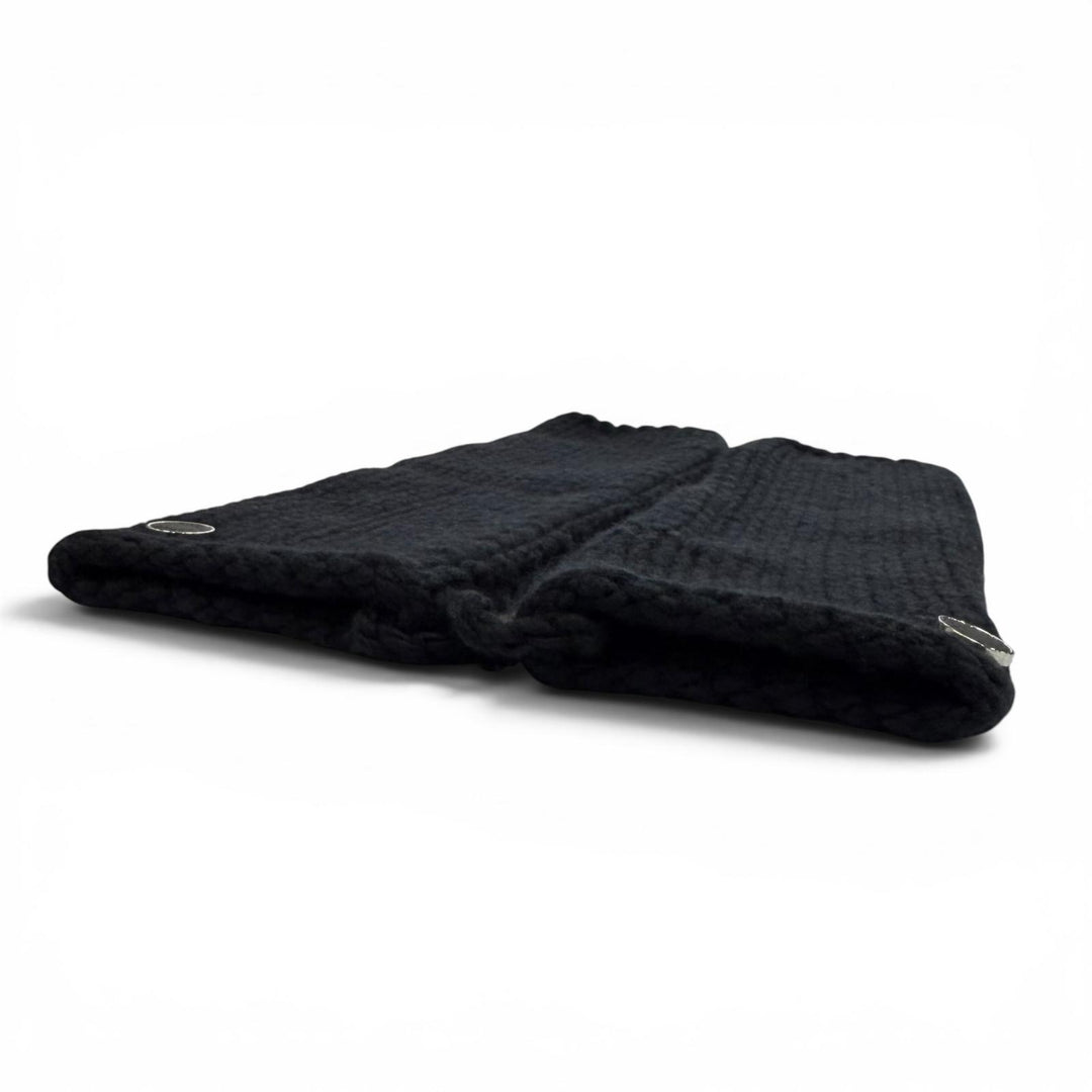 Pristine HERMES gloves Serie Metal Knit Arm Warmers black wool Women