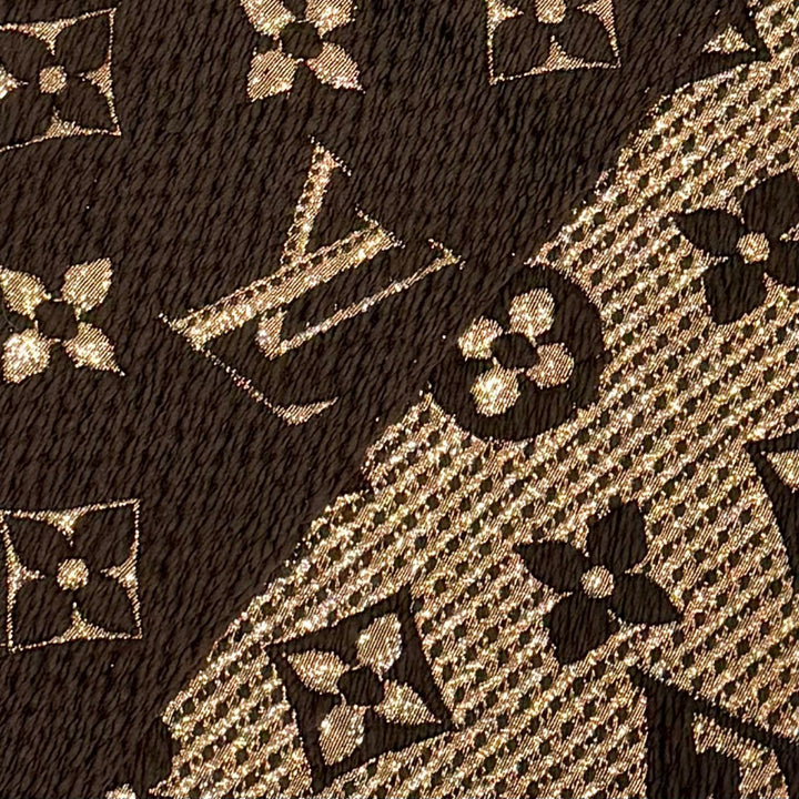 Great LOUIS VUITTON Scarf Escalp Logo Mania Shine Monogram fringe Brown M71383