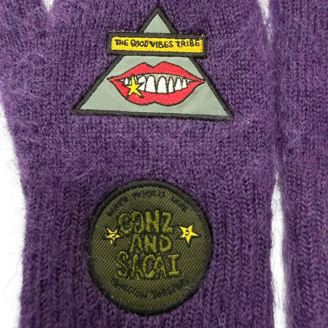 Excellent gloves sacai Mark Gonzales patch purple mohair mens 24-0872S