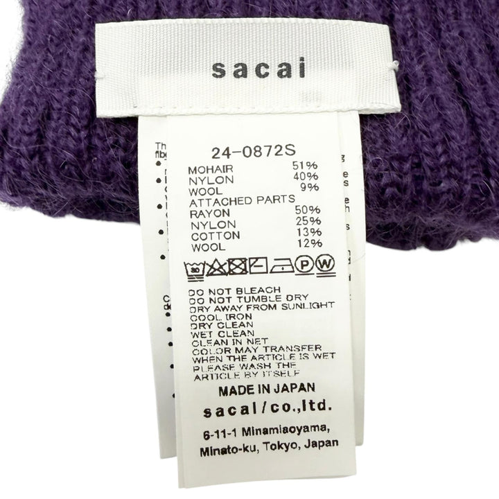Excellent gloves sacai Mark Gonzales patch purple mohair mens 24-0872S