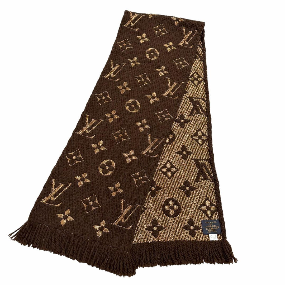 Great LOUIS VUITTON Scarf Escalp Logo Mania Shine Monogram fringe wool M71383