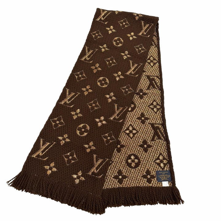 Great LOUIS VUITTON Scarf Escalp Logo Mania Shine Monogram fringe wool M71383