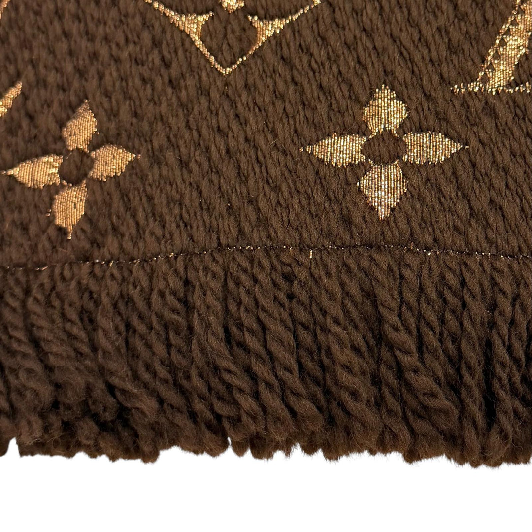 Great LOUIS VUITTON Scarf Escalp Logo Mania Shine Monogram fringe wool M71383