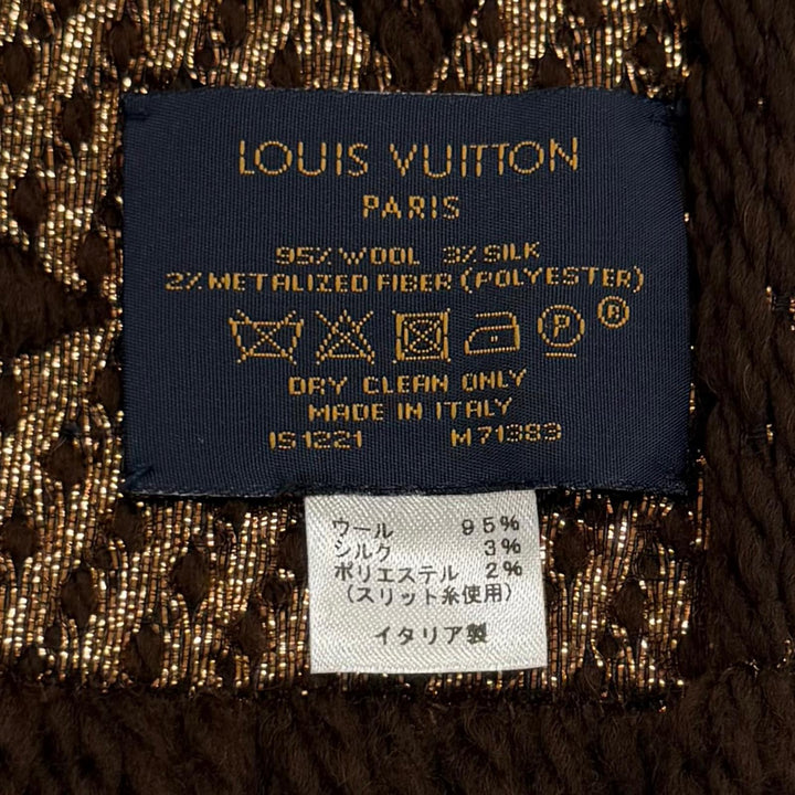 Great LOUIS VUITTON Scarf Escalp Logo Mania Shine Monogram fringe wool M71383