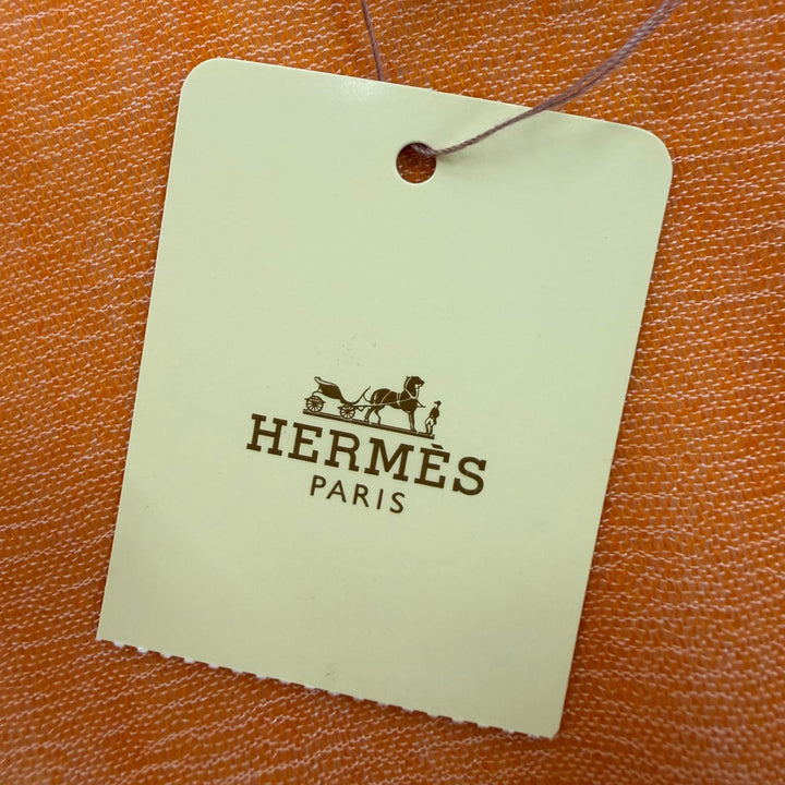Pristine HERMES scarf Plume H Ikat Orange cashmere Women