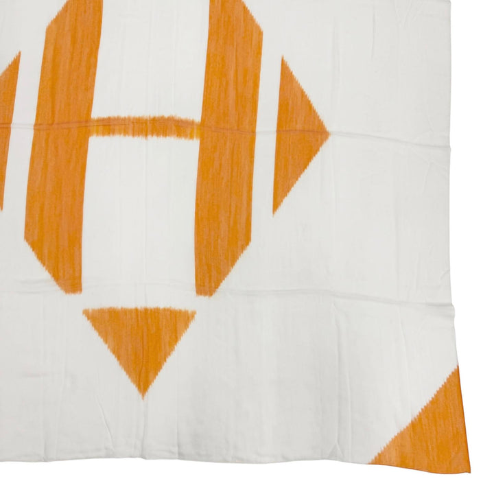 Pristine HERMES scarf Plume H Ikat Orange cashmere Women