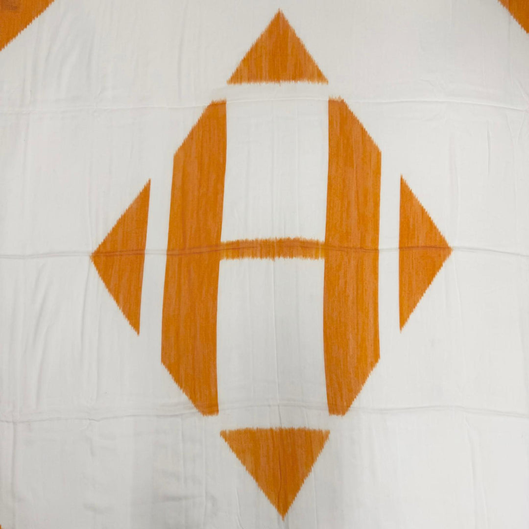 Pristine HERMES scarf Plume H Ikat Orange cashmere Women