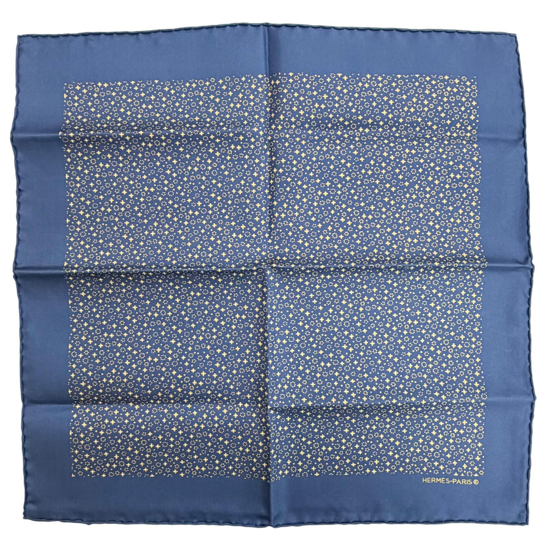 Excellent HERMES scarf Petit Carré Carré 45 Gavroche All-over print Navy silk