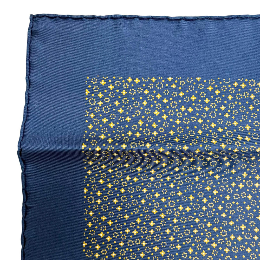 Excellent HERMES scarf Petit Carré Carré 45 Gavroche All-over print Navy silk