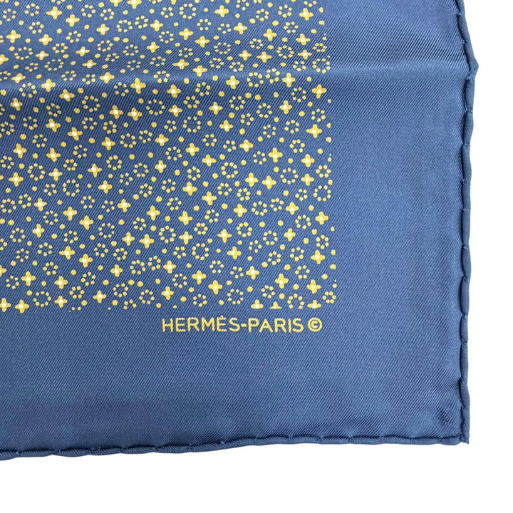 Excellent HERMES scarf Petit Carré Carré 45 Gavroche All-over print Navy silk