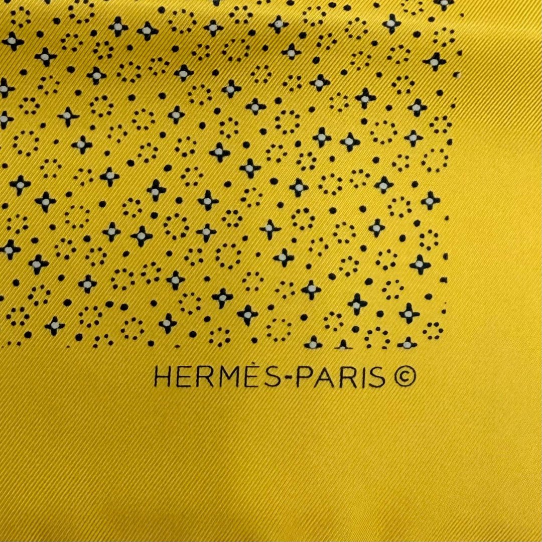 Excellent HERMES scarf Gavroche yellow silk Women