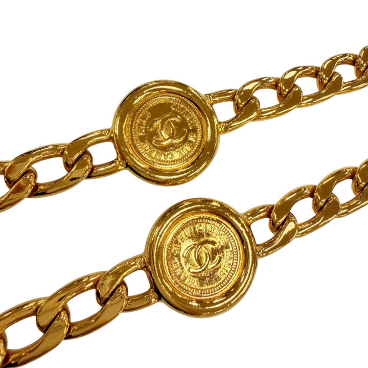 Excellent CHANEL belt COCO Mark Coin Chain gold metal Women