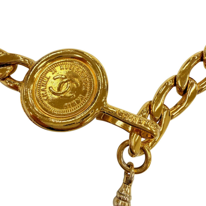 Excellent CHANEL belt COCO Mark Coin Chain gold metal Women