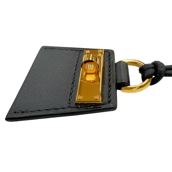 Excellent HERMES Necklace MONPETIT KELLY PM leather black Women