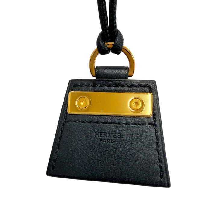 Excellent HERMES Necklace MONPETIT KELLY PM leather black Women