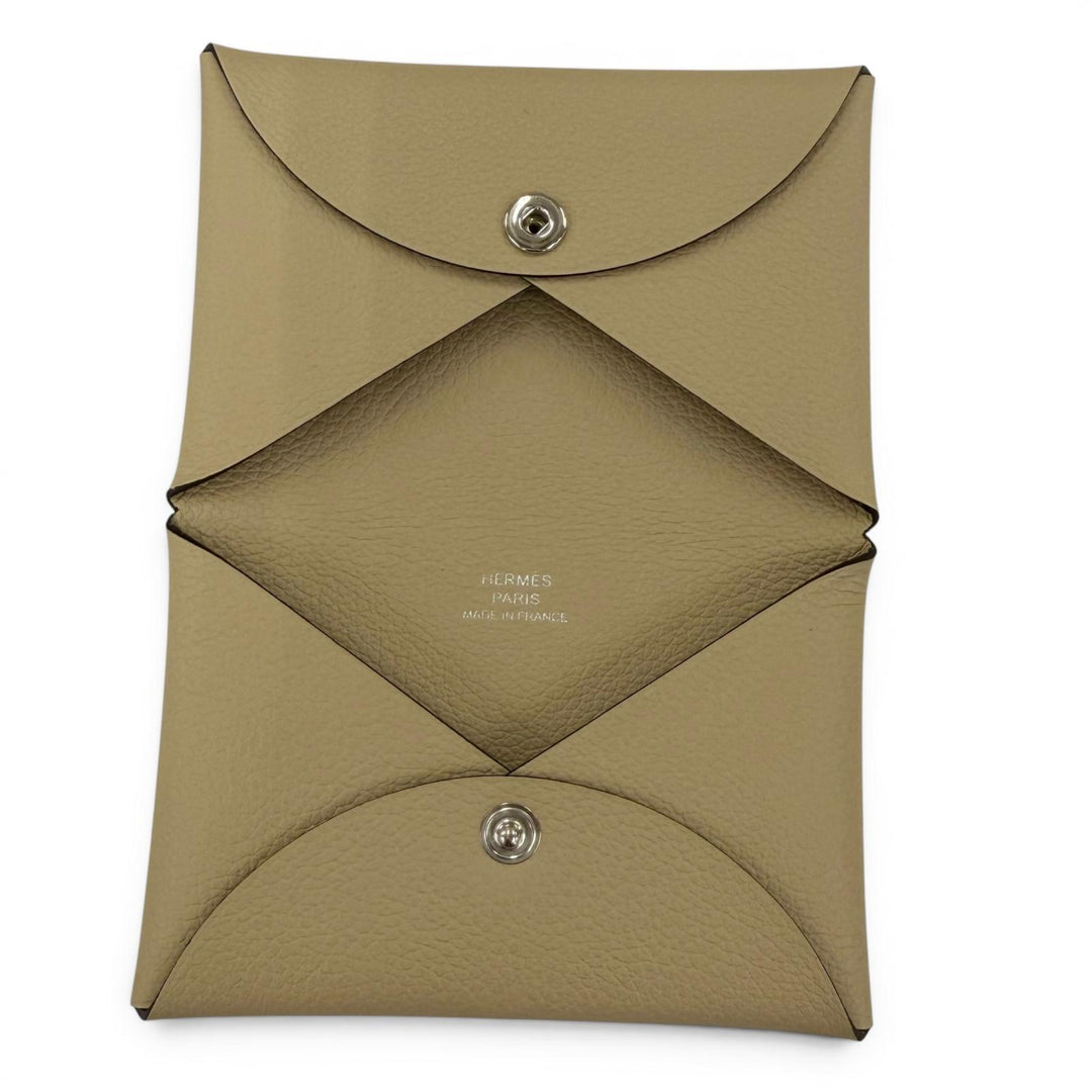 Excellent HERMES Card Case Calvi Pass Case Card Case Evercolor Leather Women