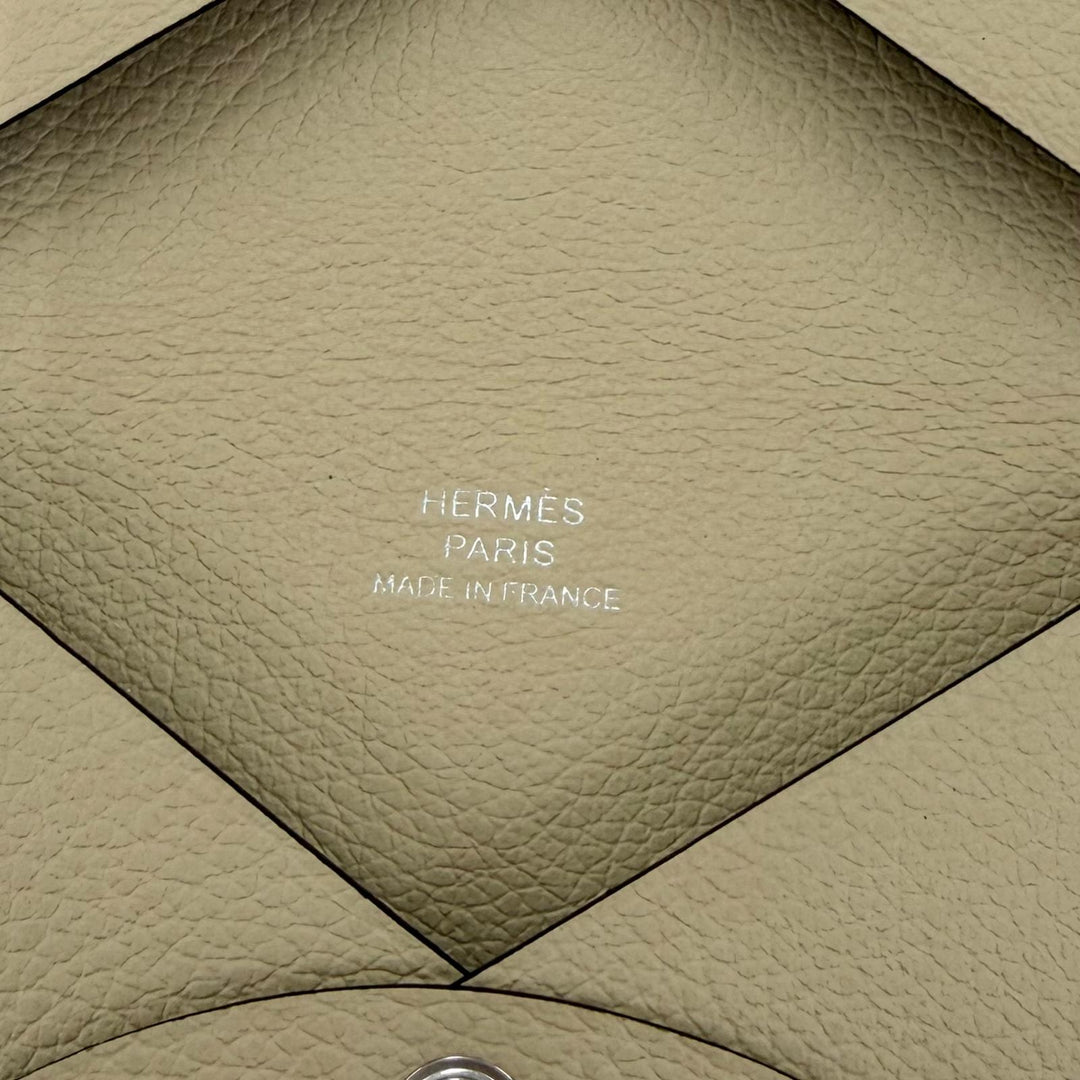 Excellent HERMES Card Case Calvi Pass Case Card Case Evercolor Leather Women