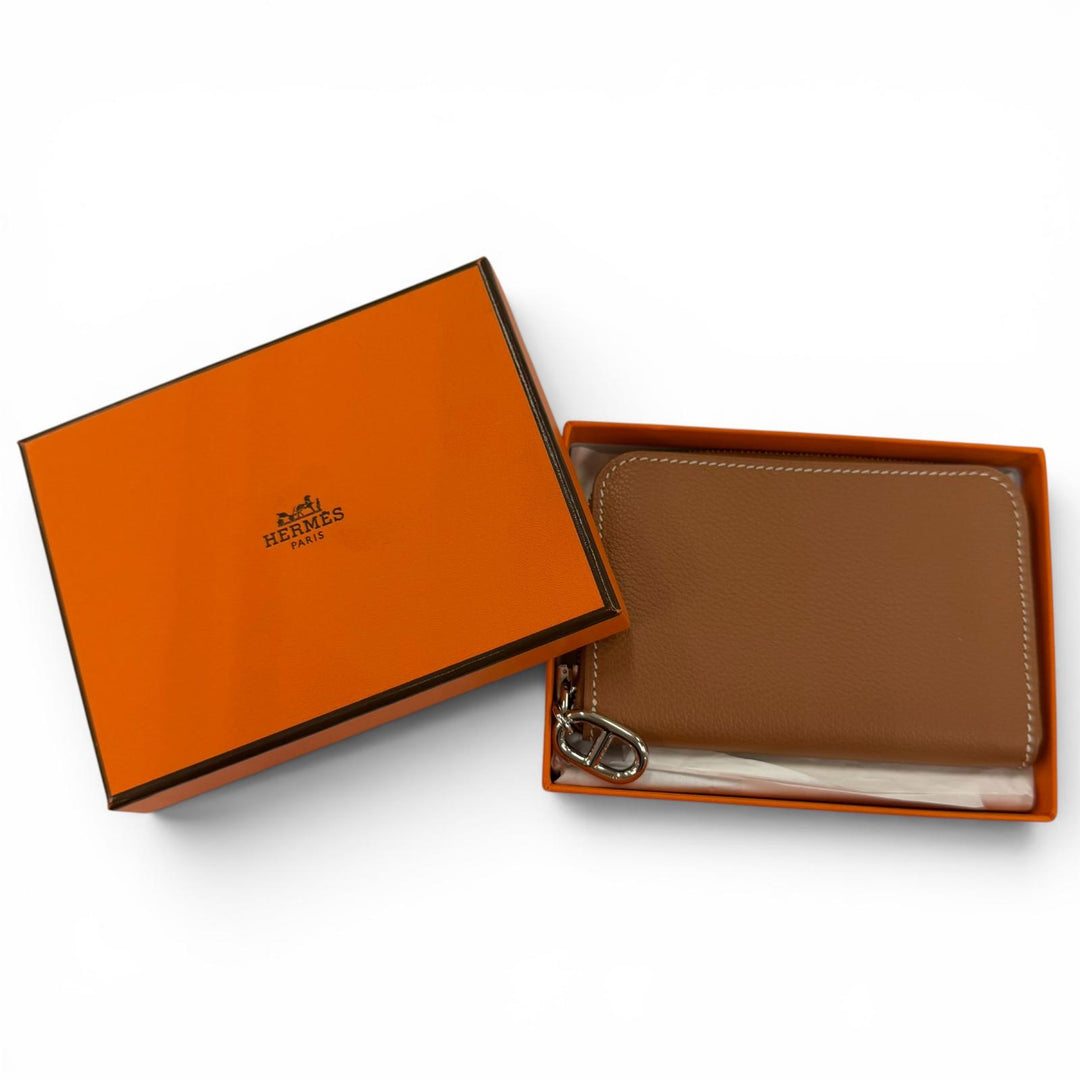 Pristine HERMES Card Case Zip Angor Chaine d'Ancre Pass Case Card Holder