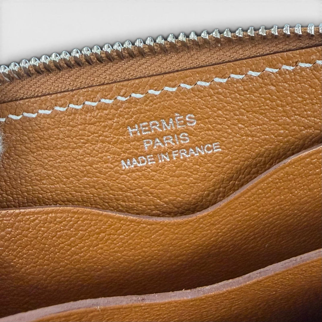 Pristine HERMES Card Case Zip Angor Chaine d'Ancre Pass Case Card Holder