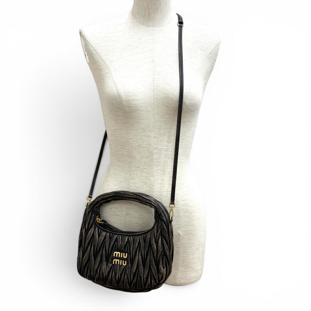 Excellent MIUMIU Shoulder Bag Wonder matelassé leather hobo bag leather Women