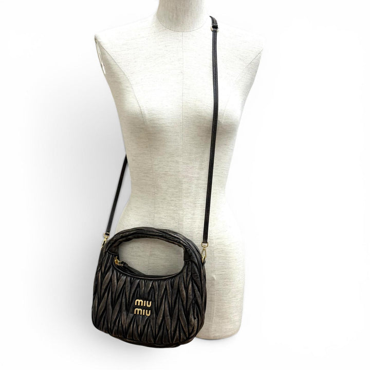 Excellent MIUMIU Shoulder Bag Wonder matelassé leather hobo bag leather Women