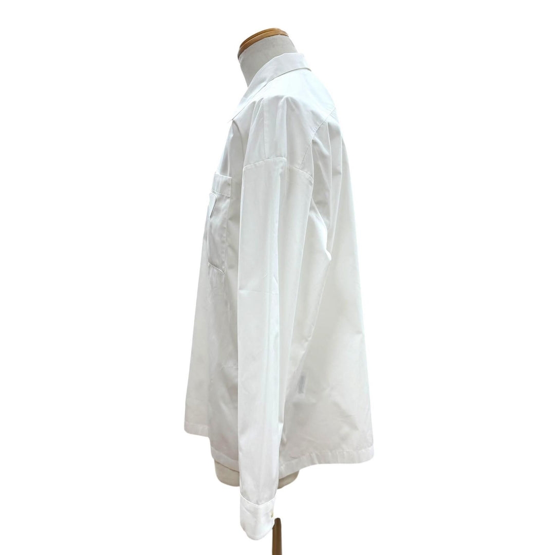 Pristine PRADA Jacket Triangle Logo Triangle Plate Zip-Up Shirt white M SC540
