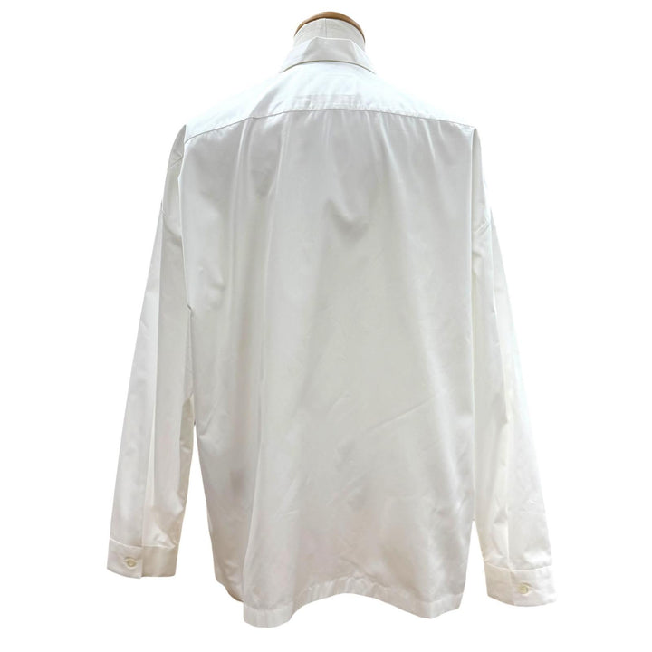 Pristine PRADA Jacket Triangle Logo Triangle Plate Zip-Up Shirt white M SC540