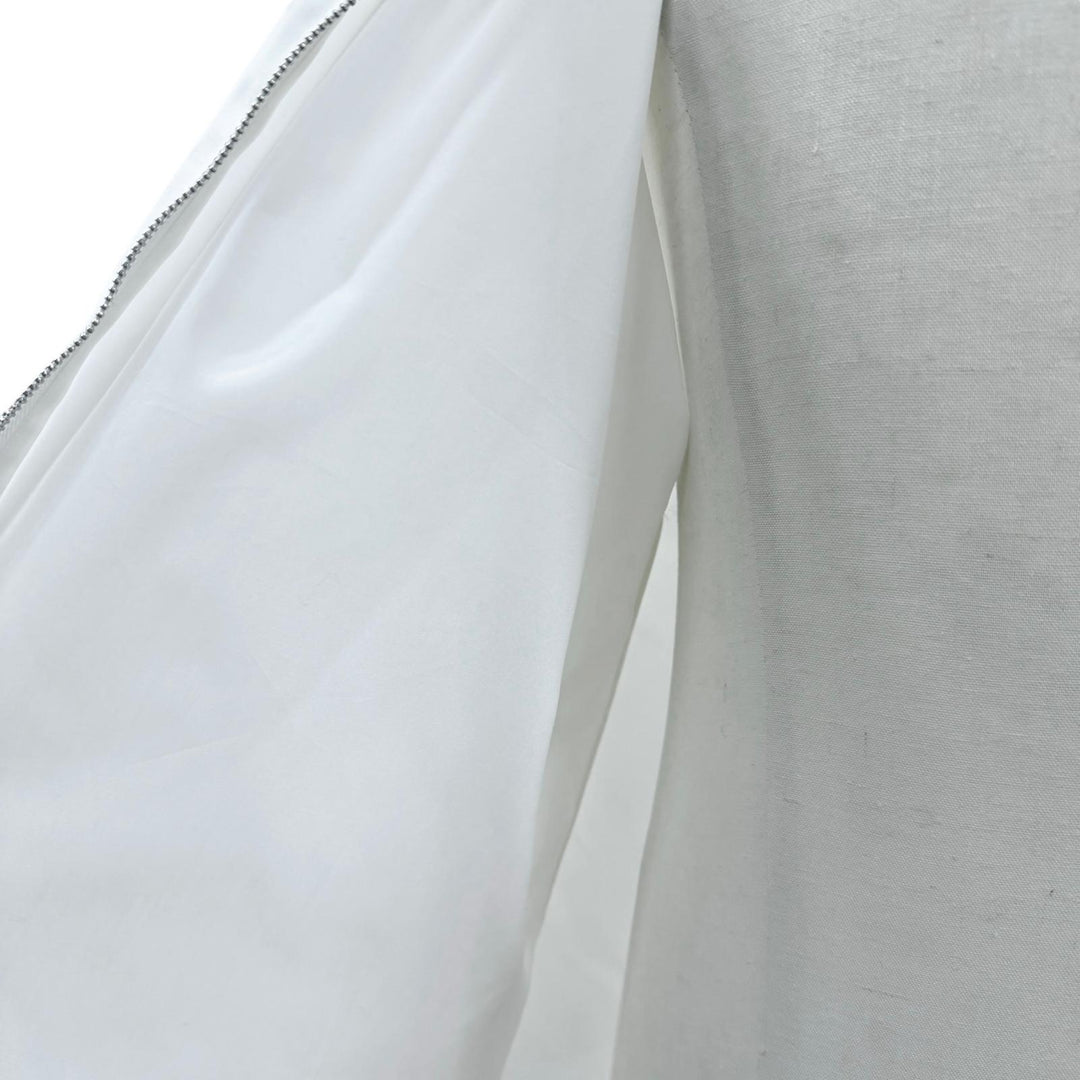 Pristine PRADA Jacket Triangle Logo Triangle Plate Zip-Up Shirt white M SC540