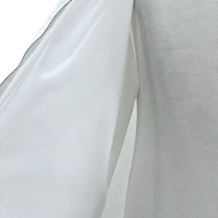 Pristine PRADA Jacket Triangle Logo Triangle Plate Zip-Up Shirt white M SC540