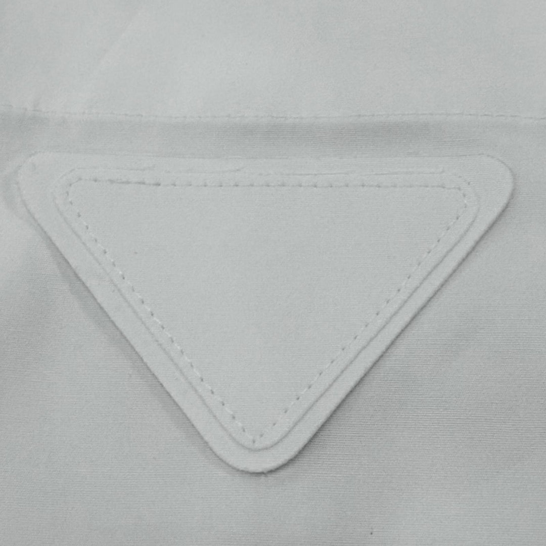 Pristine PRADA Jacket Triangle Logo Triangle Plate Zip-Up Shirt white M SC540