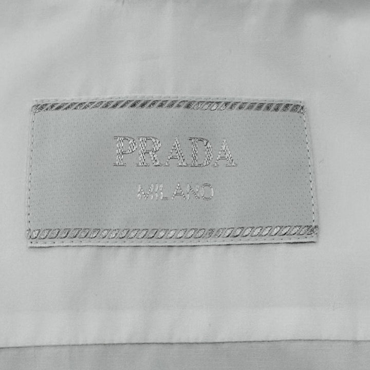 Pristine PRADA Jacket Triangle Logo Triangle Plate Zip-Up Shirt white M SC540
