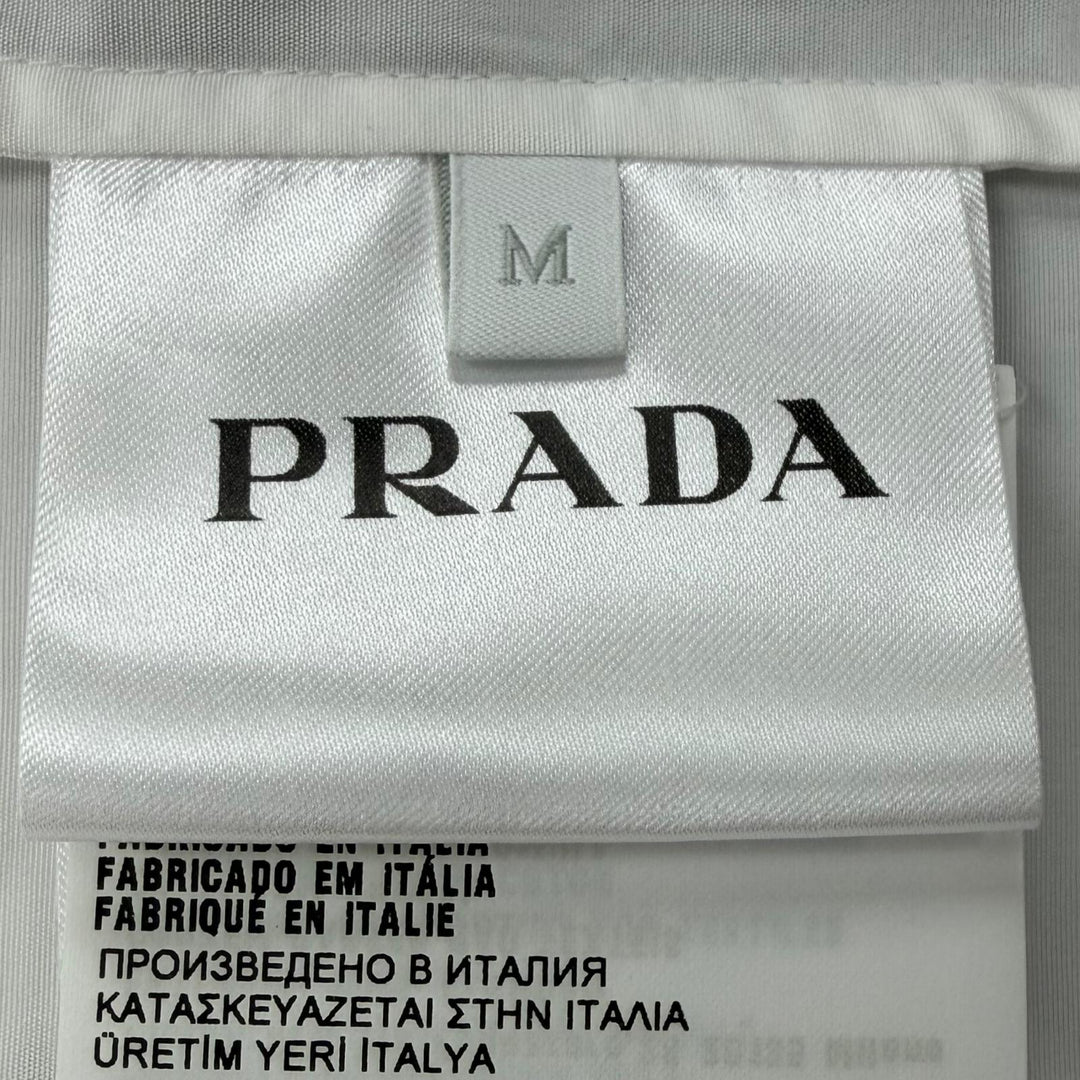 Pristine PRADA Jacket Triangle Logo Triangle Plate Zip-Up Shirt white M SC540