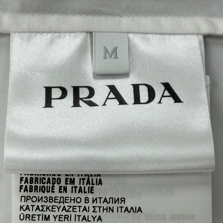 Pristine PRADA Jacket Triangle Logo Triangle Plate Zip-Up Shirt white M SC540