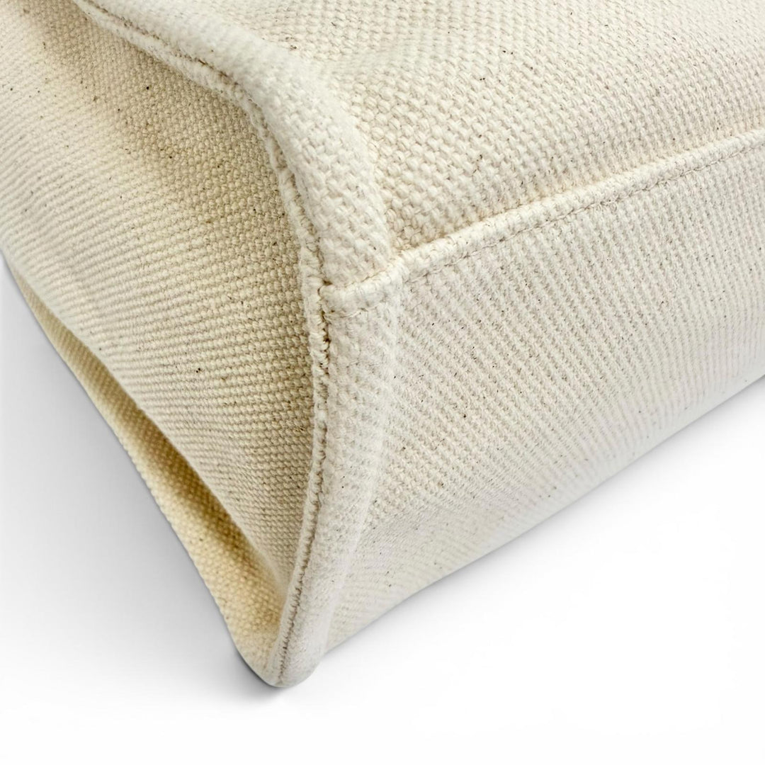 Excellent BALLY Tote Bag AKELEI Large logo leather patch canvas Ivory system