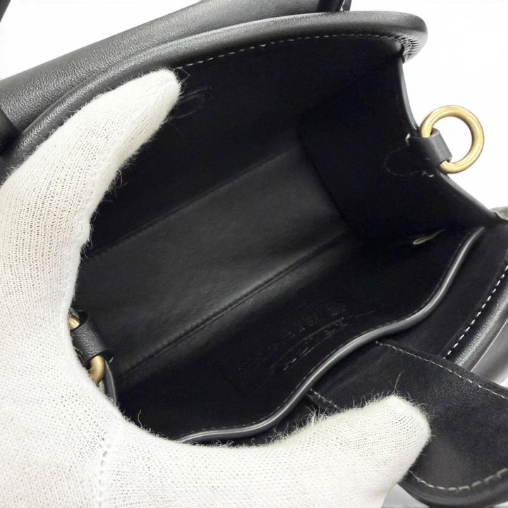 Excellent COACH Shoulder Bag Safari Tote Bag Turn lock Chain black CW643