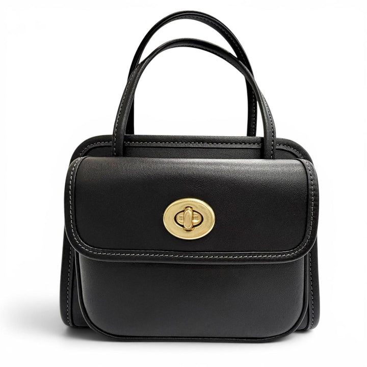Excellent COACH Shoulder Bag Safari Tote Bag Turn lock Chain black CW643