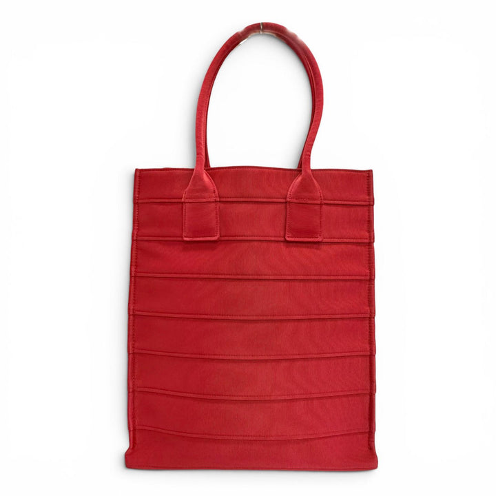 Excellent FERRAGAMO Tote Bag Front logo, leather accents, grosgrain Red 213986