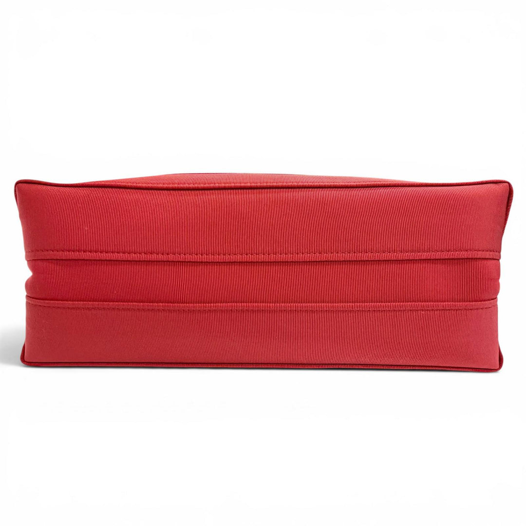 Excellent FERRAGAMO Tote Bag Front logo, leather accents, grosgrain Red 213986