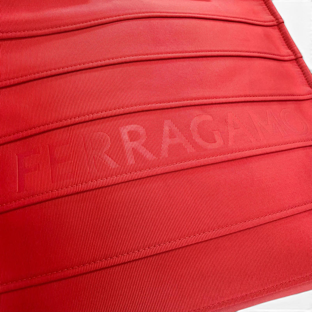 Excellent FERRAGAMO Tote Bag Front logo, leather accents, grosgrain Red 213986