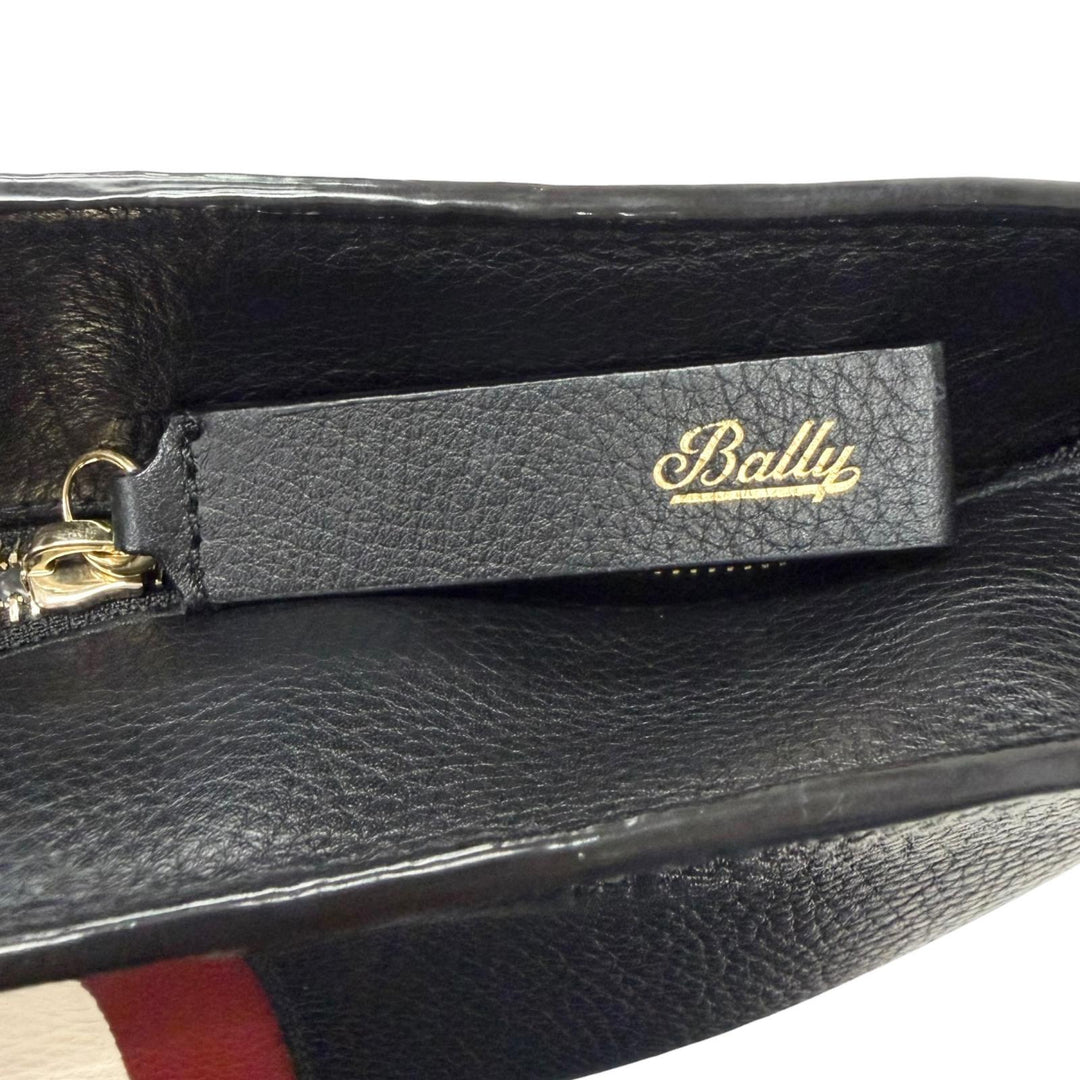 Excellent BALLY Shoulder Bag Bally Stripe Logo Embossed Dark navy leather mens