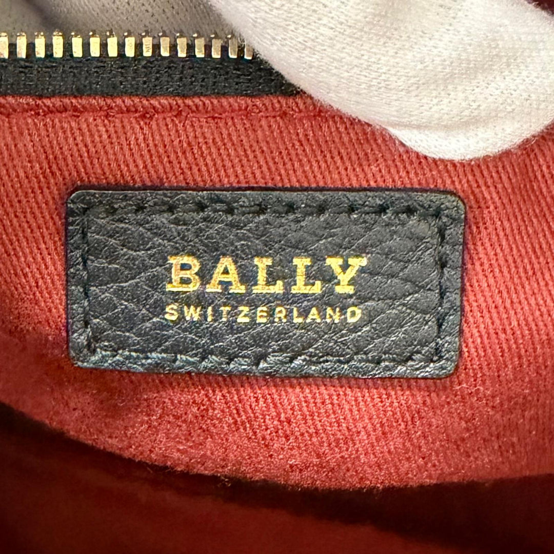 Excellent BALLY Shoulder Bag Bally Stripe Logo Embossed Dark navy leather mens