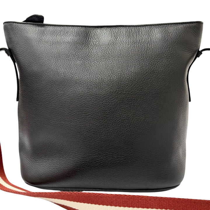 Excellent BALLY Shoulder Bag Bally Stripe Logo Embossed Dark navy leather mens